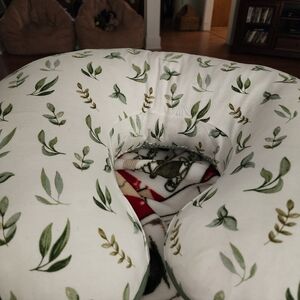 Boppy Green and White Patterned Nursing Pillow